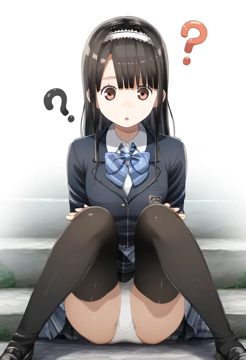 パンツまる見せ黒髪女子