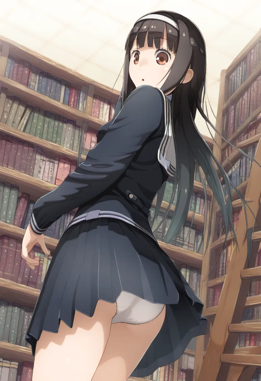 パンツ可愛い黒髪が綺麗な女子