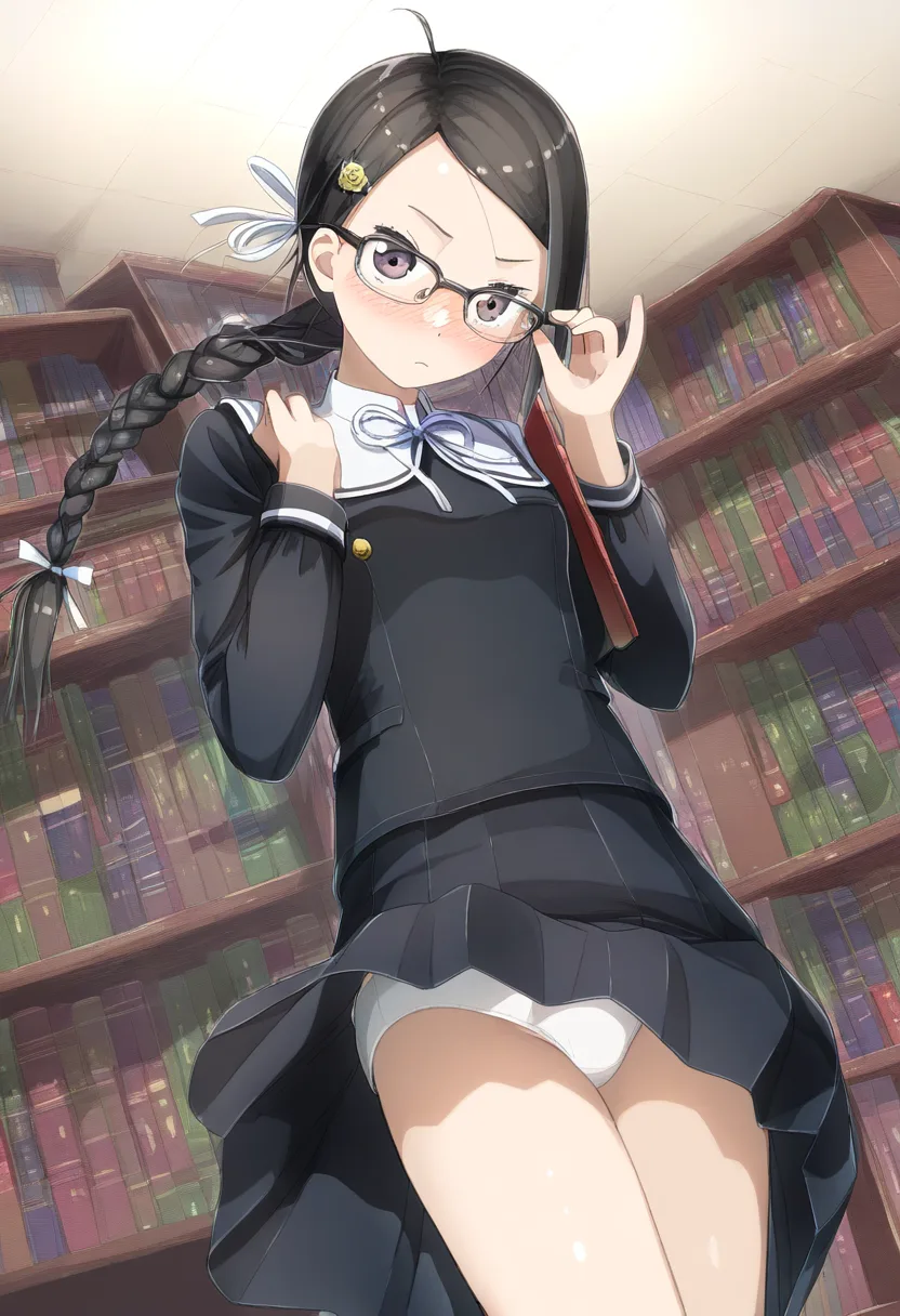 パンツ可愛い黒髪眼鏡っ子