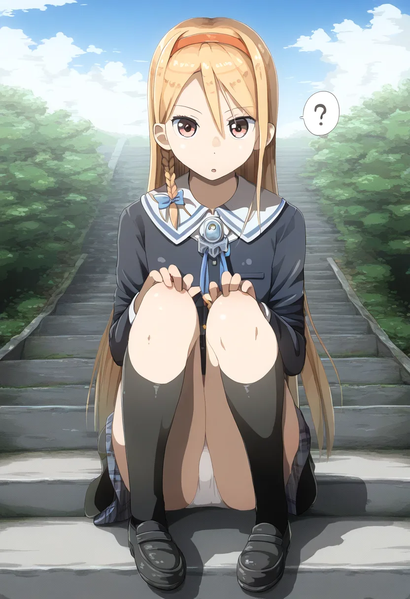 パンツ見えているのに気づかないパツキン女子