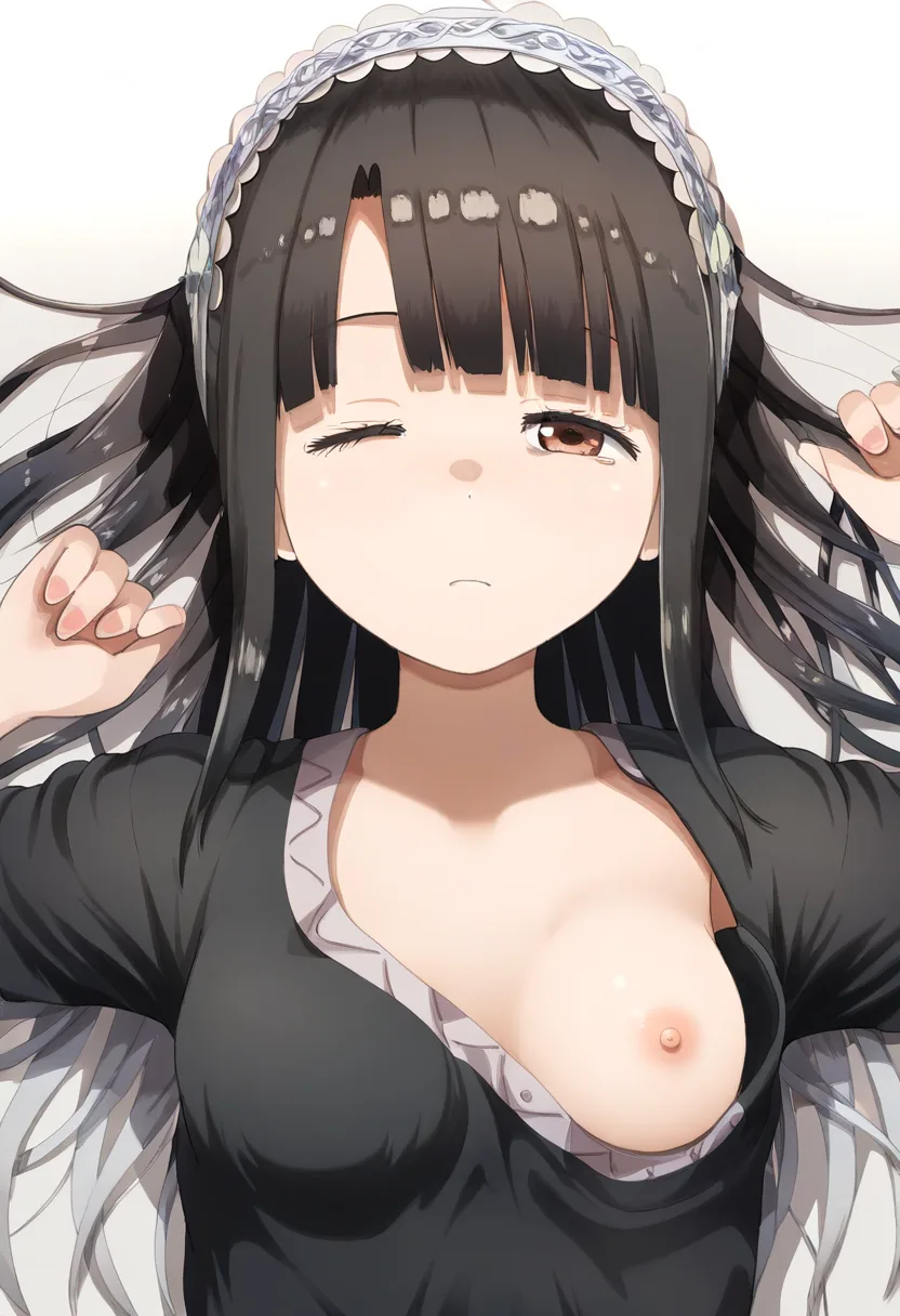 ヘアバンドをした女子さんは疲れてしまっておっぱいチラリ。(2024-11-22-05-32-30)