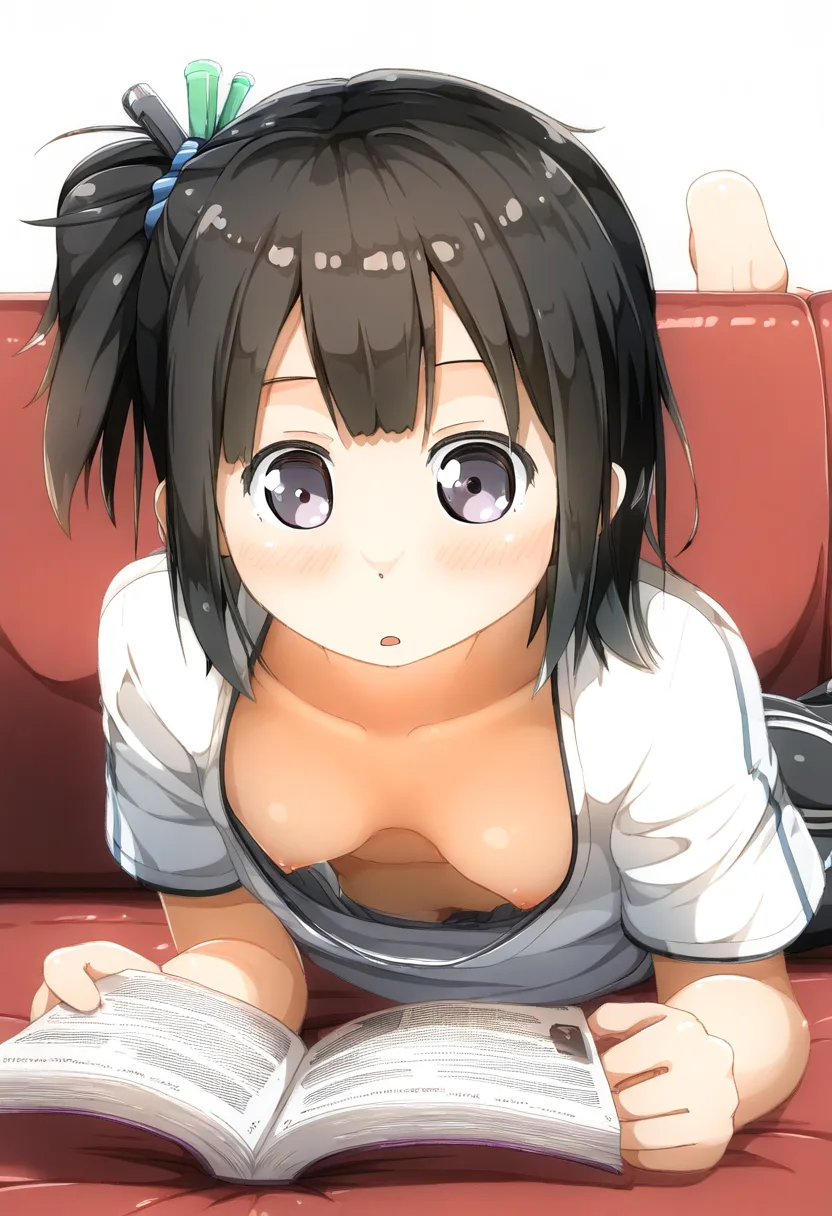 乳首がチラチラ見えてる短髪で可愛い女子