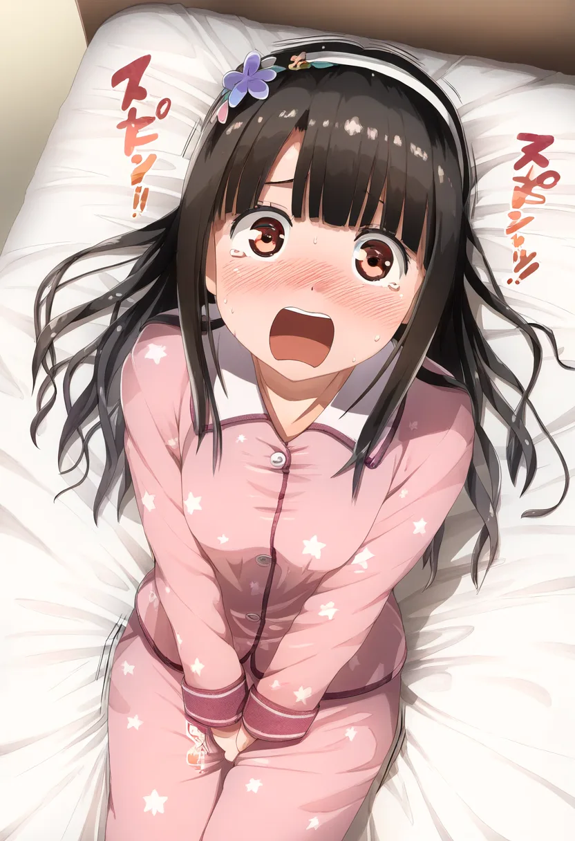 全力オナニー中のヘアバンドをした女子