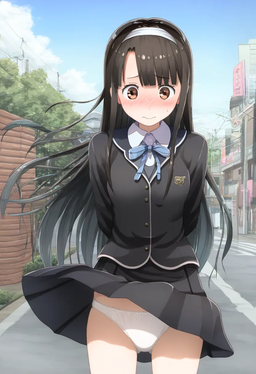 恥じらう表情が至高な黒髪女子