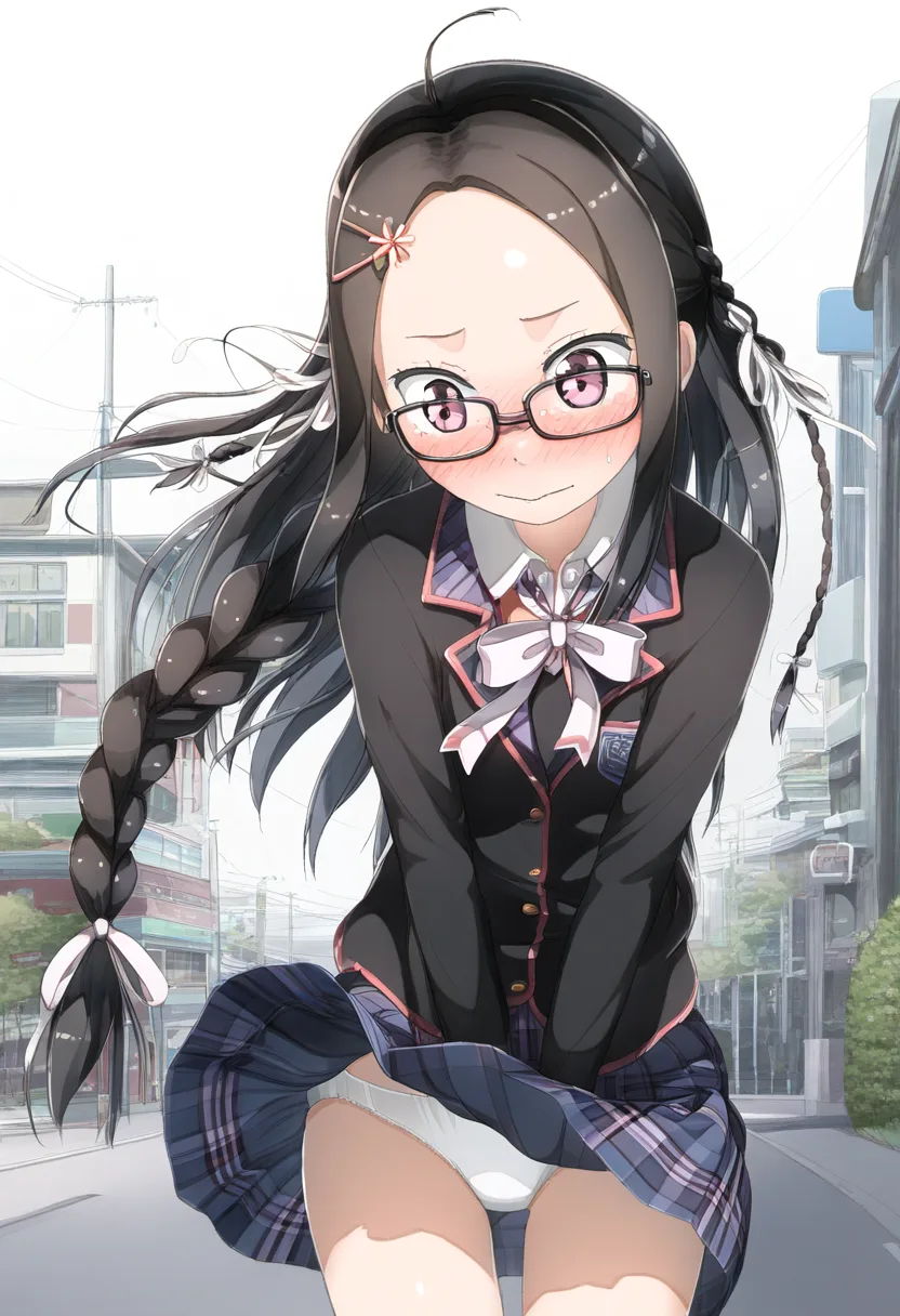 恥ずかしい表情の眼鏡娘