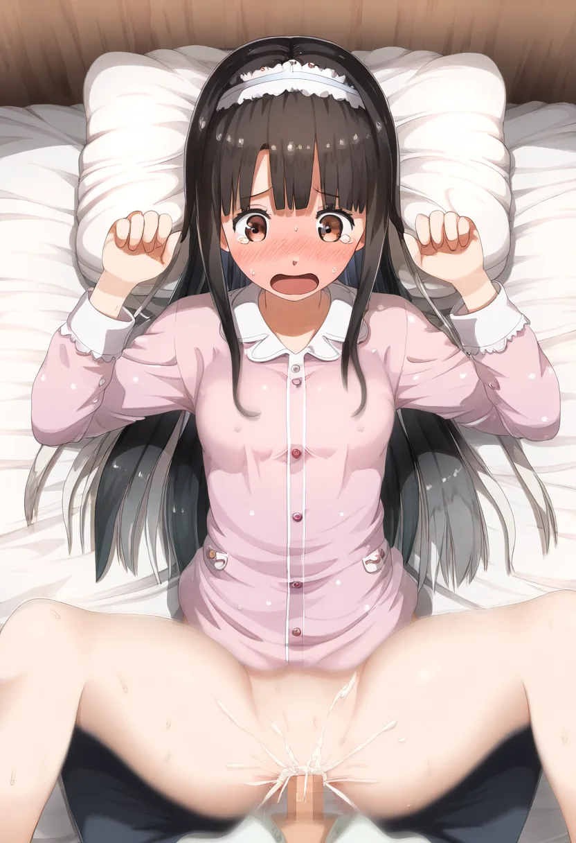 無責任に中出しされる黒髪ぱっつん女子