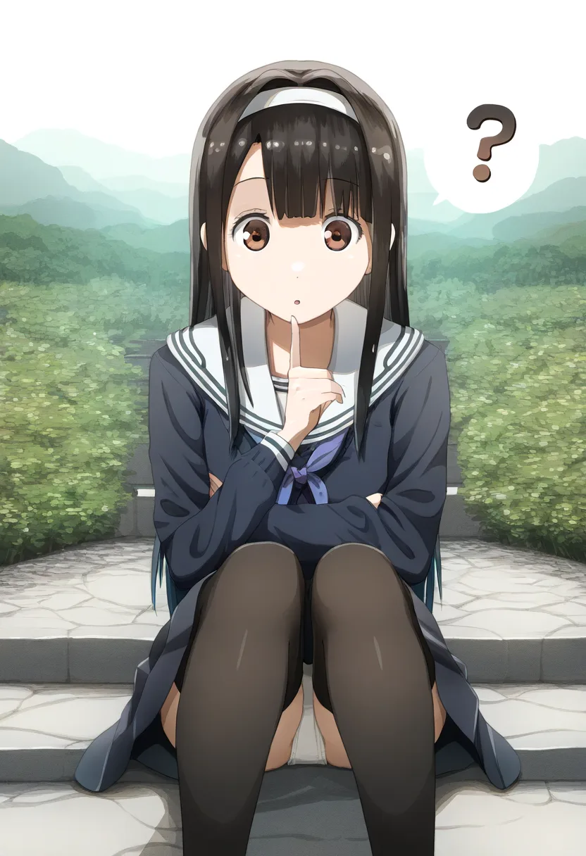 階段の上でパンツ見せてるヘアバンドが似合う女子