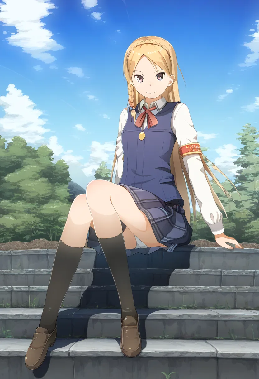階段の上でパンツ見せてる金髪の女の子