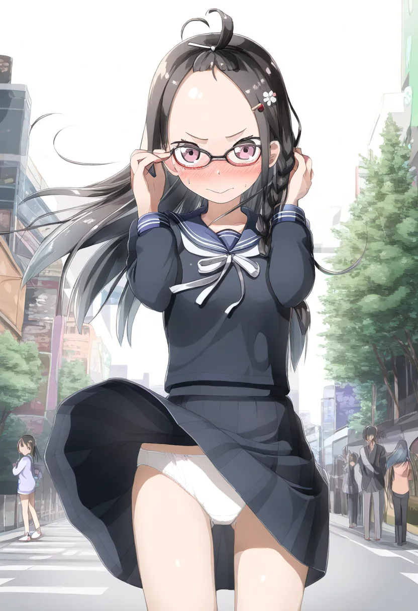 風が吹いてパンチラな眼鏡委員長どの