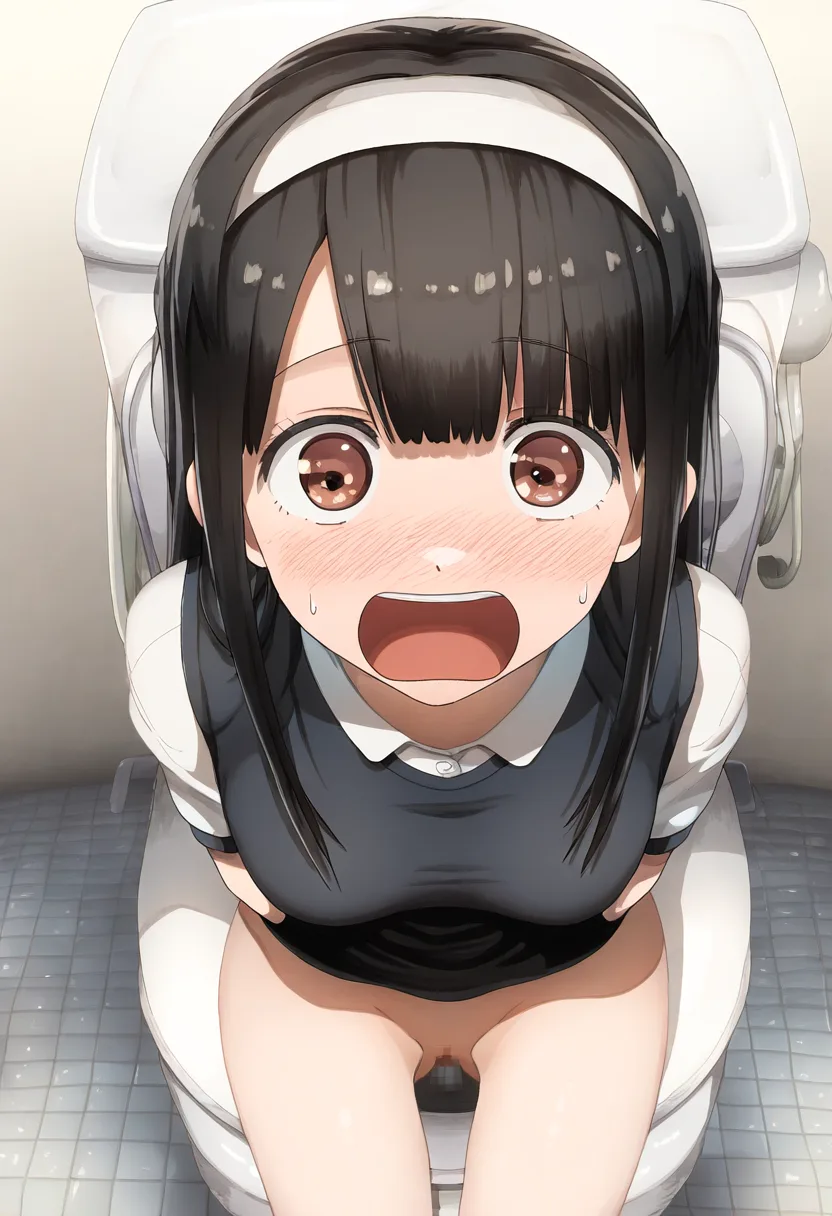 黒髪が綺麗な女子が恥ずかしくてトイレで喚く
