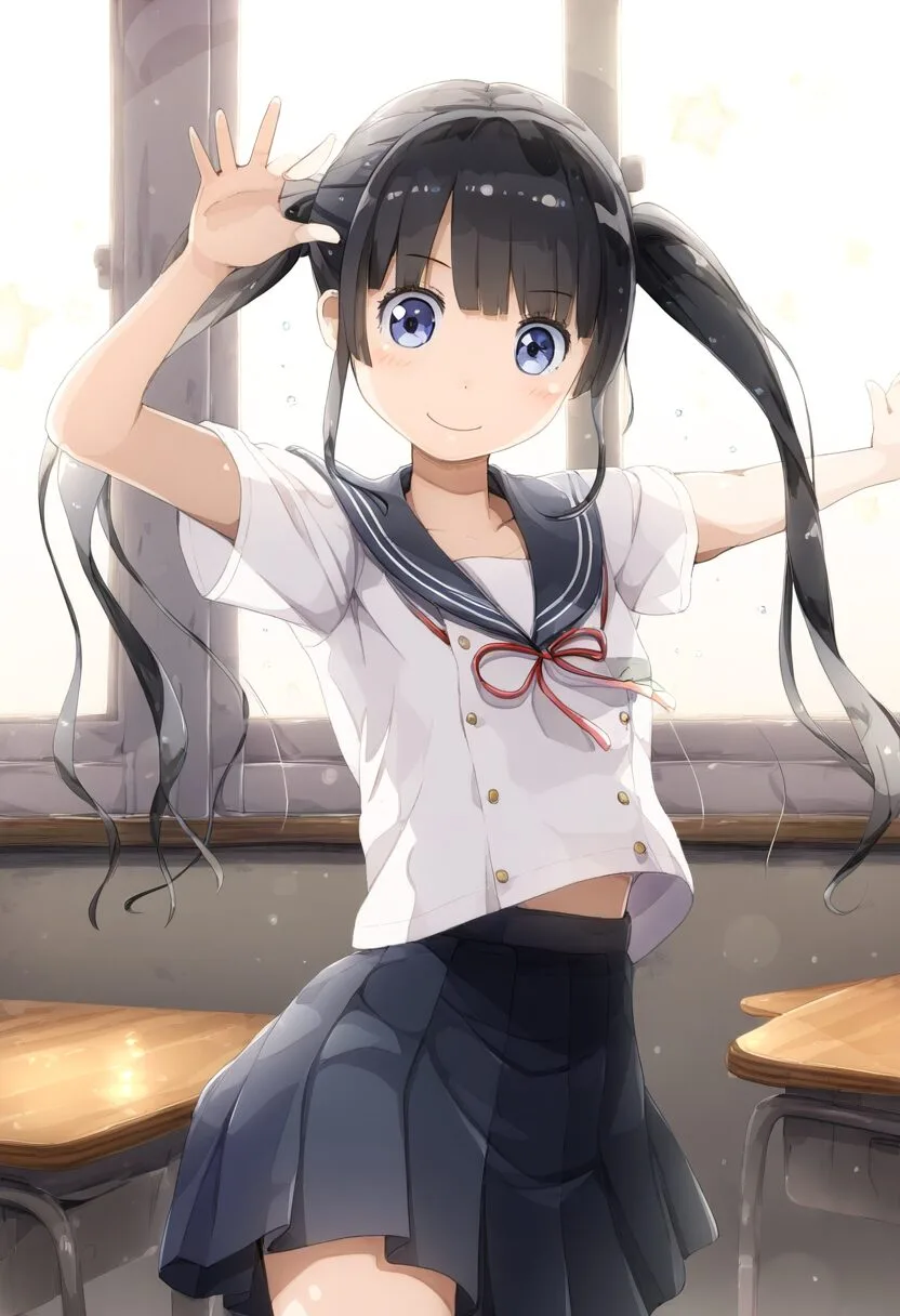 ツインテ娘は教室で楽しそう