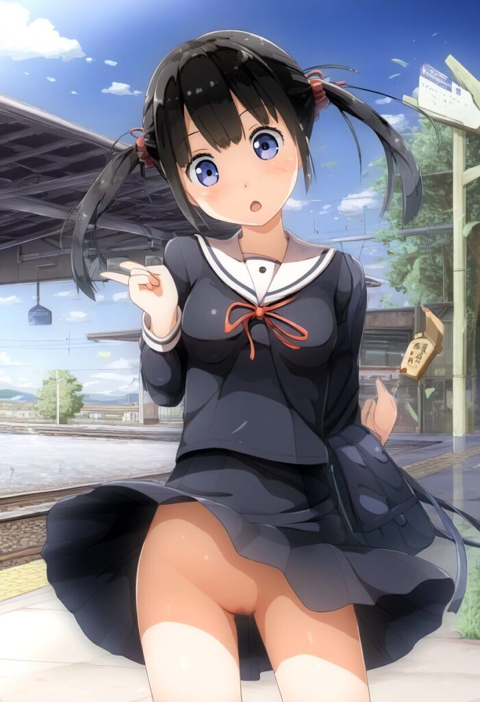 ツインテ女子はノーパンなのに気づかない