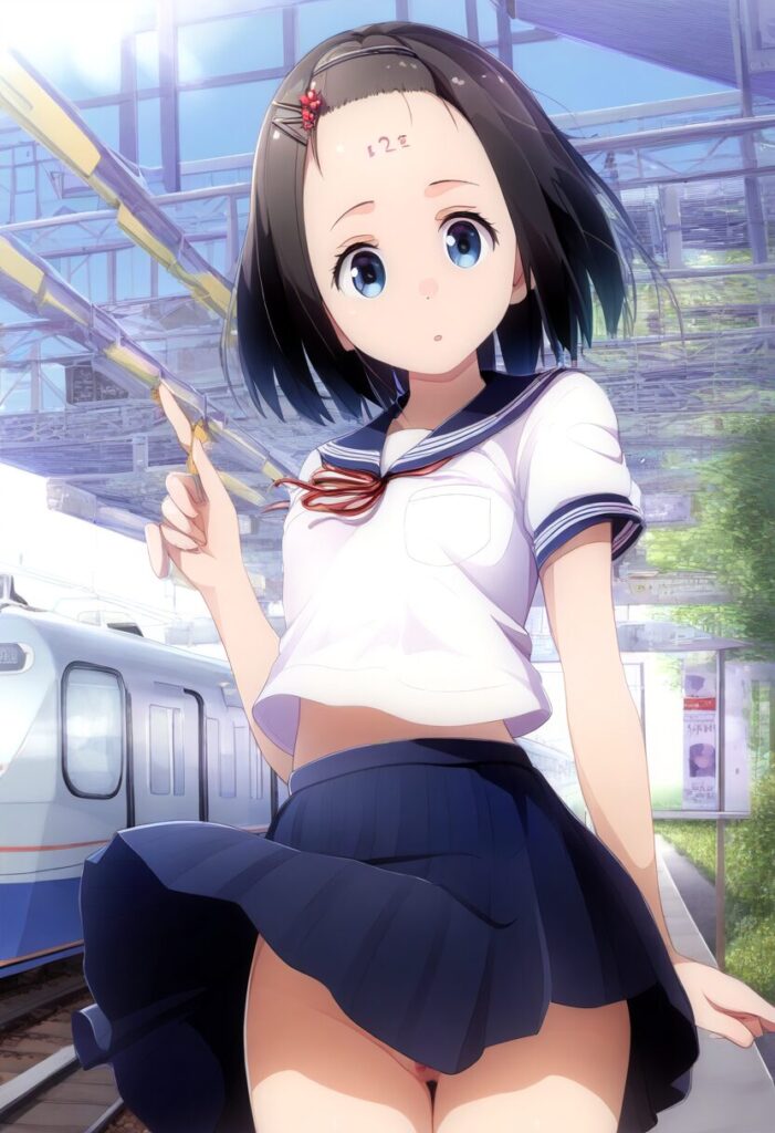 ぱっつん黒髪女子はノーパンなのに気づかない