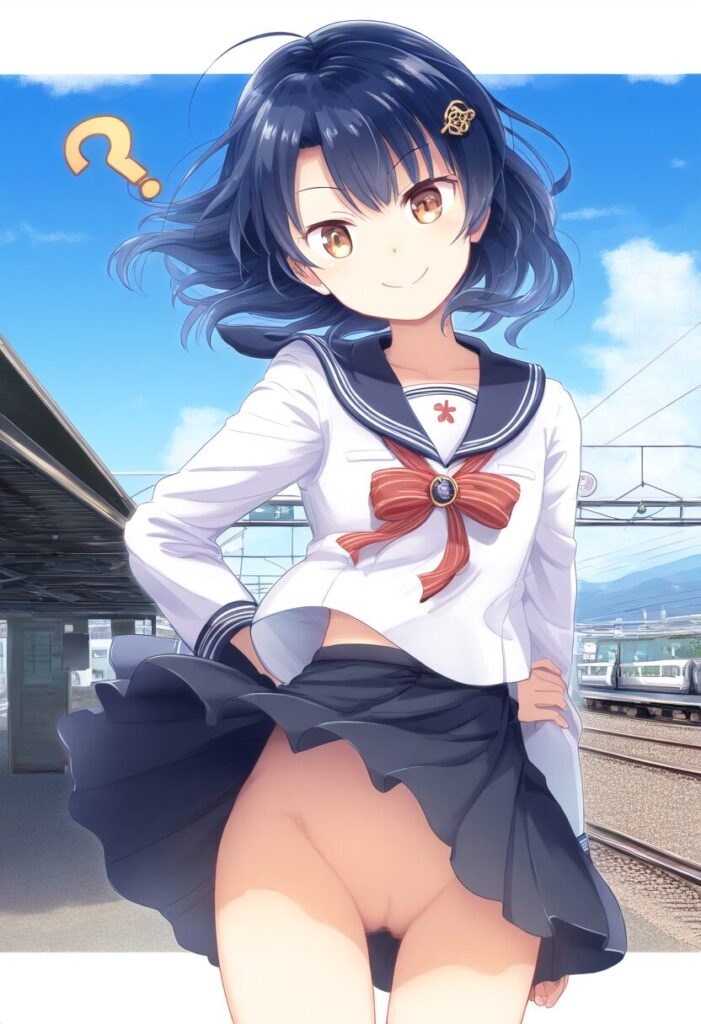 スカート捲れたらノーパンだった張華りん