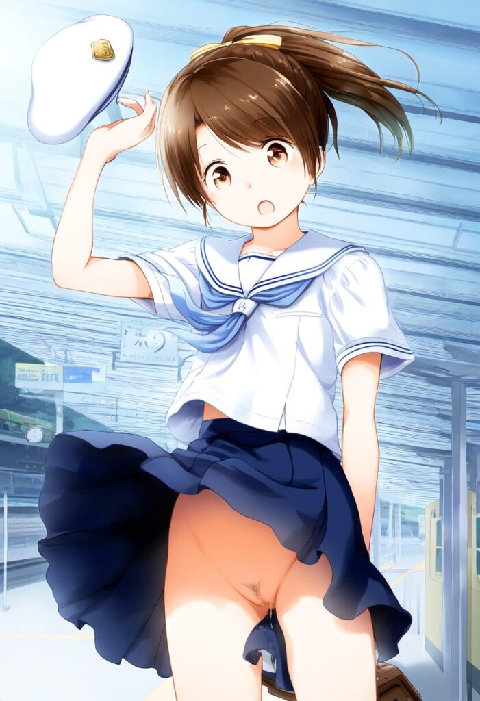 スカート捲れ上がる幼馴染系女子