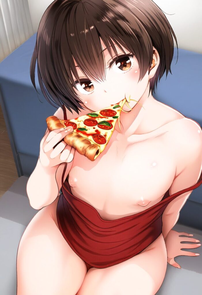 リズはピザに夢中