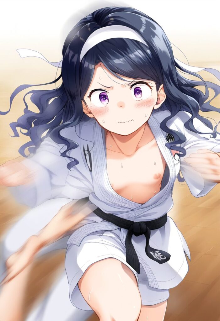 可愛らしい女子と柔道中に胸ちら