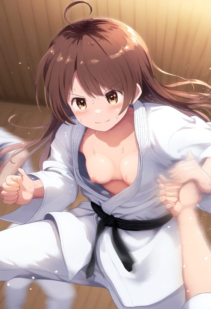 柔道中におっぱいポロリな優しいお姉さん