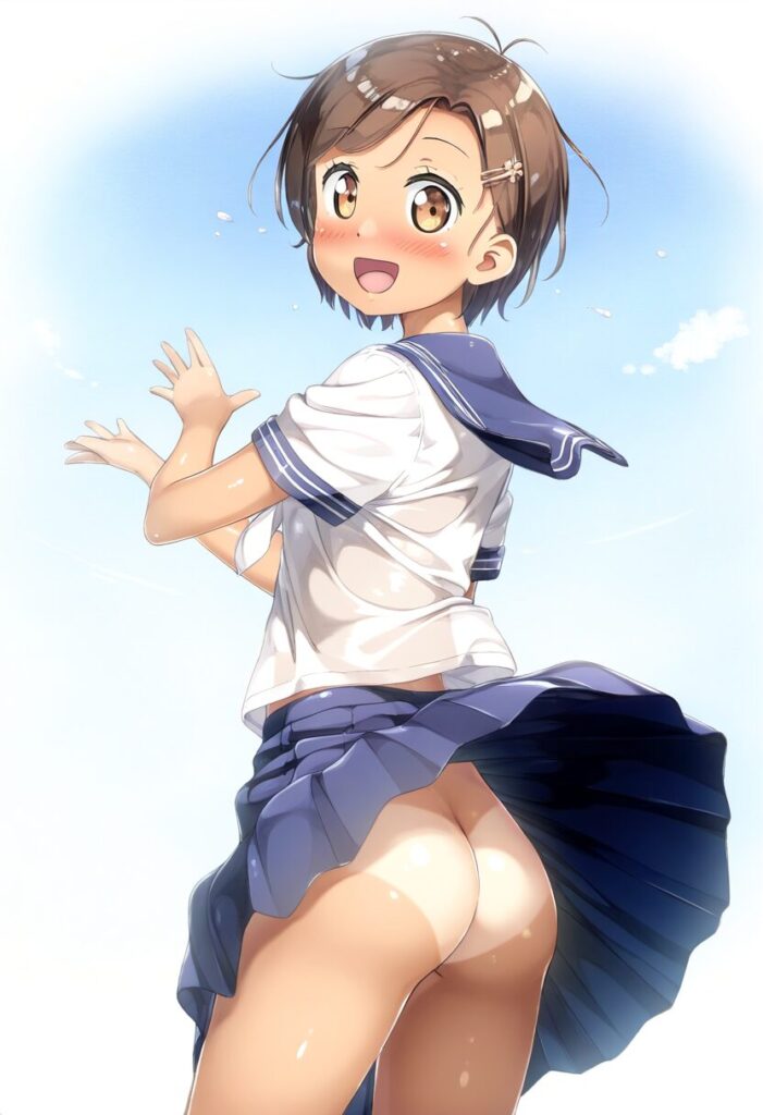 お尻丸見えな茶髪スポーツ女の子