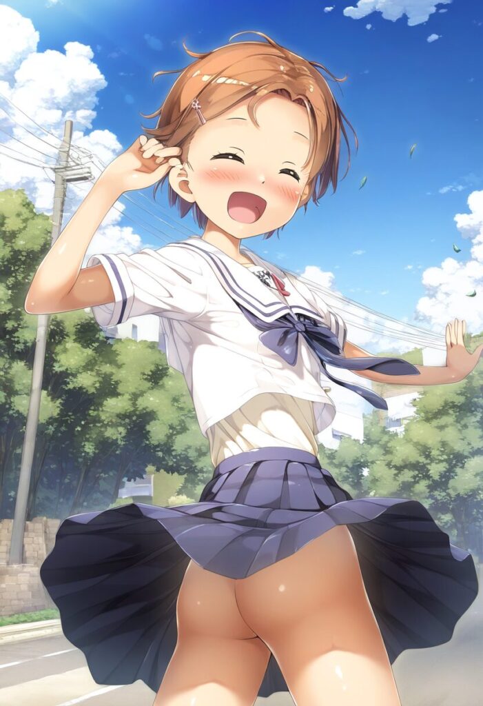 お尻丸見えな茶髪スポーツ女の子