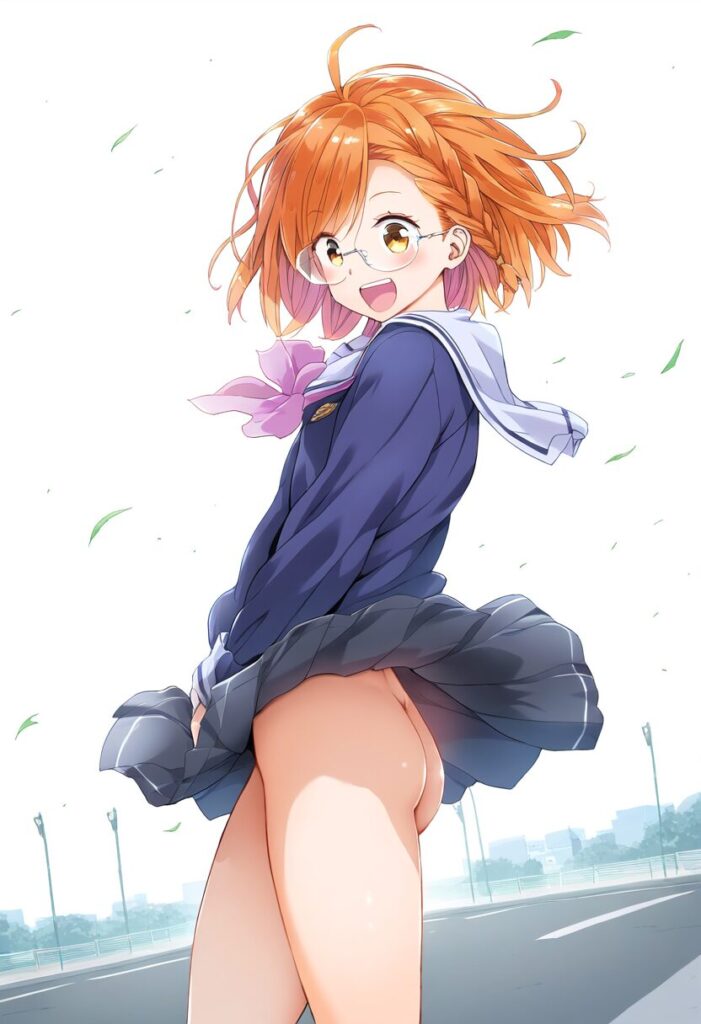 風が吹いたらノーパンでお尻見えてるシャーロット・ウィットマン