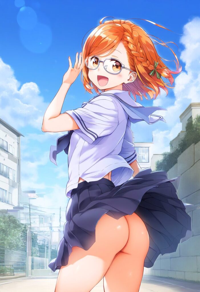 シャーロットは風が吹いたらノーパンでお尻見えてる