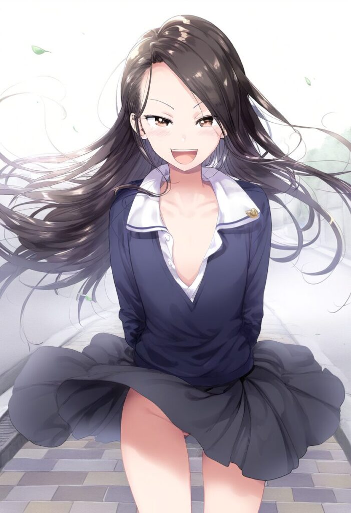 お尻見えてるのに笑顔な祈守ゆずは