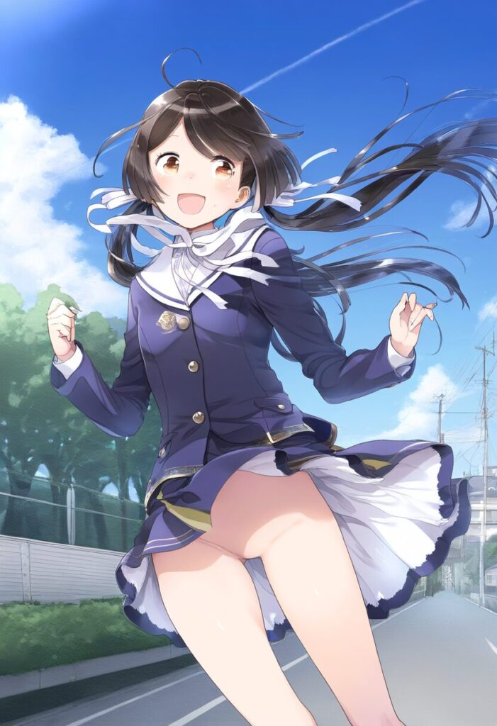 風が吹いたらノーパンでお尻見えてるみつき