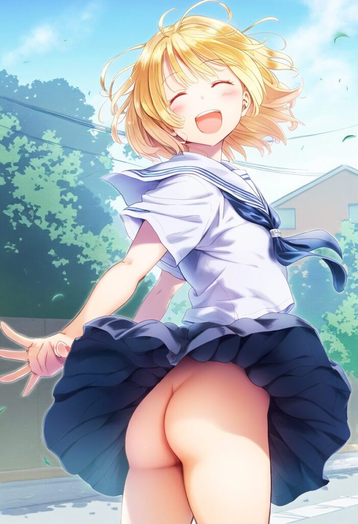 姫様は風が吹いたらノーパンでお尻見えてる