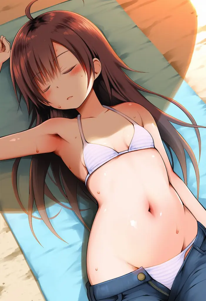 茶髪のお姉さんは紐が外れちゃっている