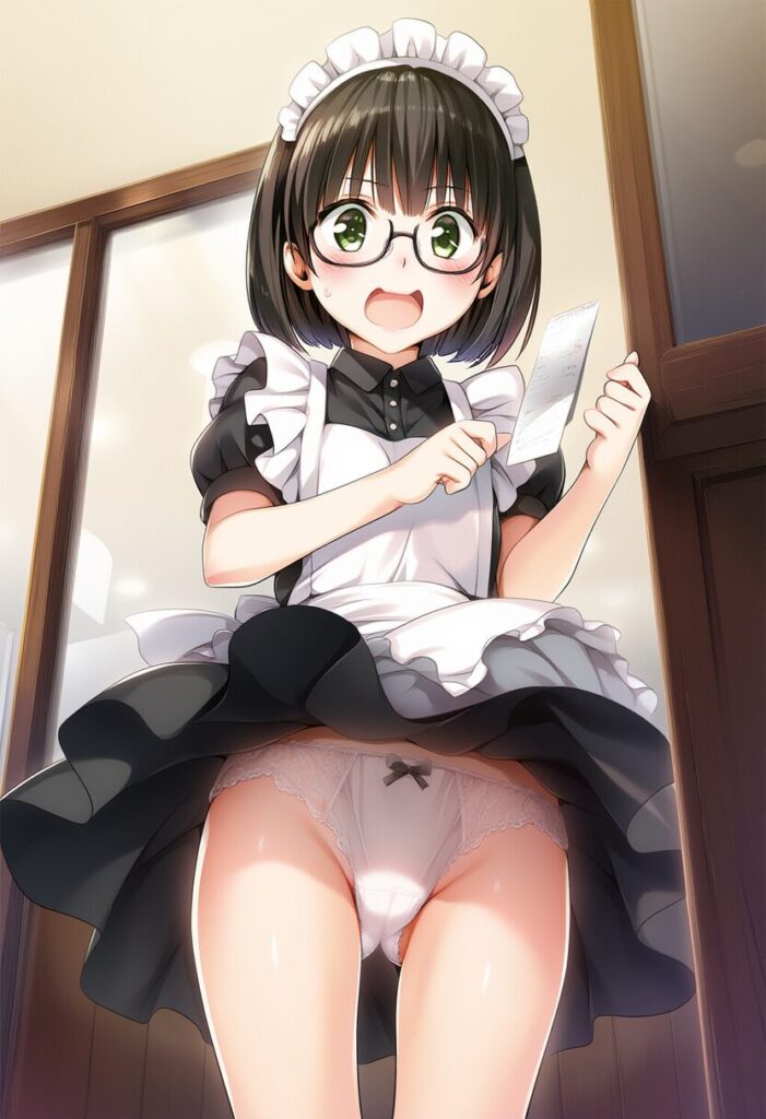 パンチラする元気メガネ女子