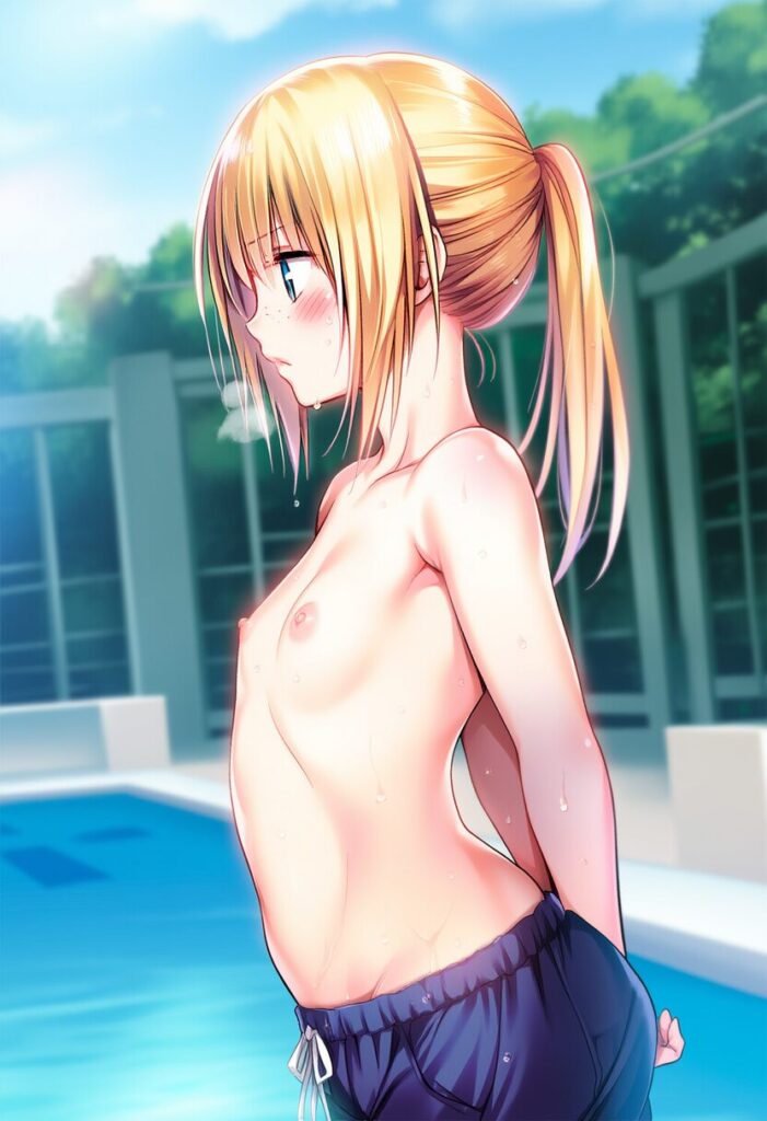 金髪ポニテ女子はトップレス