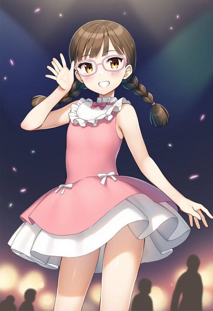 メガネおさげ女子はアイドルなので、歌って踊る。