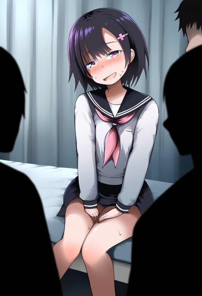 根岸めぐが保健室で座っている