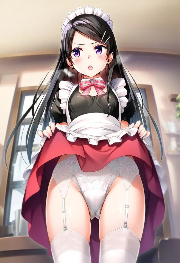 パンツ見せる黒髪ストレートお嬢様