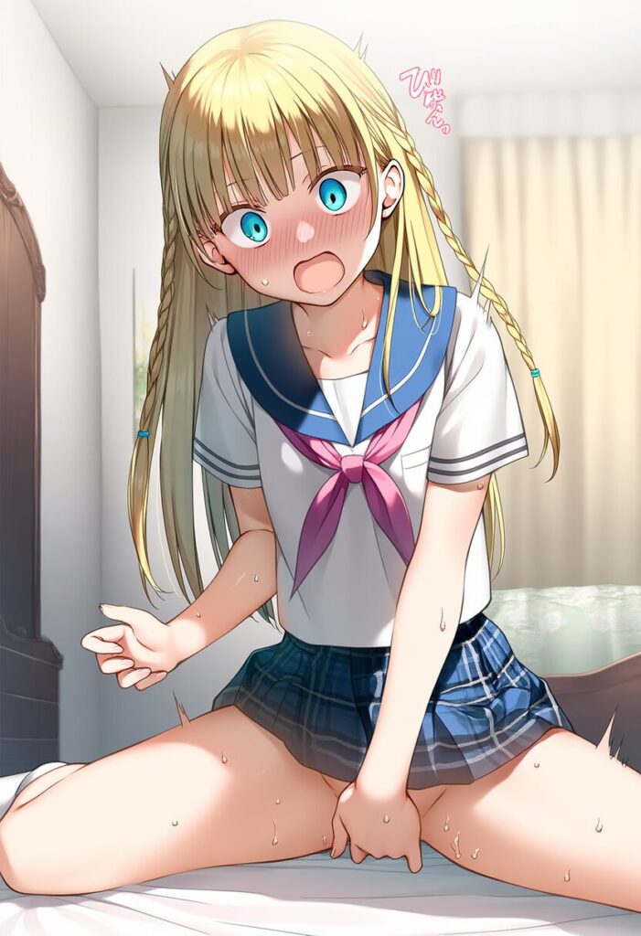 金髪の女の子はオナニーしてるところを見られてしまった。