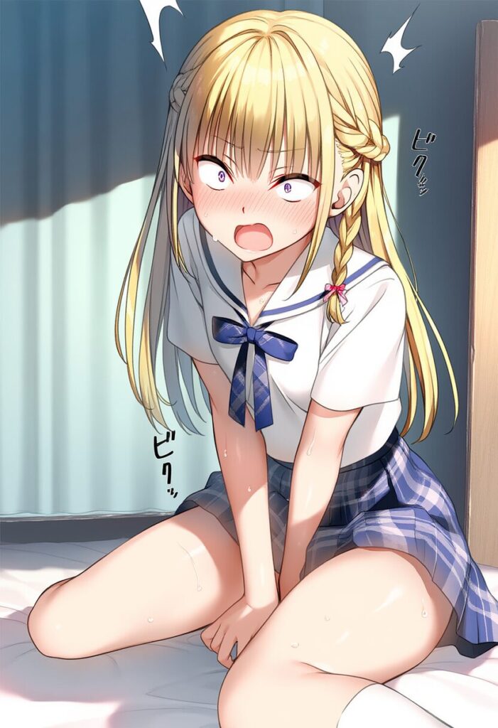 金髪の可愛い女の子はオナニーしてるところを見られてしまった。