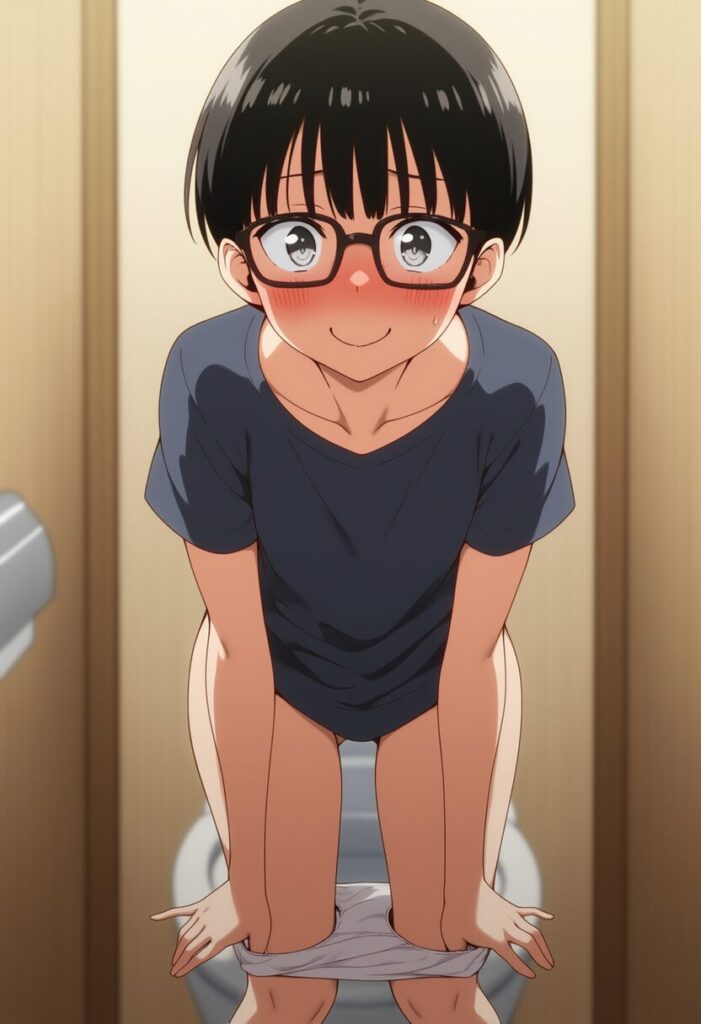 メガネ女子はパンツをおろし中