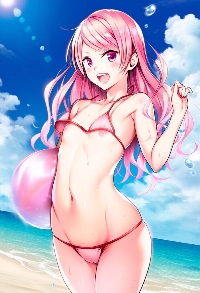 ポロリしちゃってるピンクヘア女の子