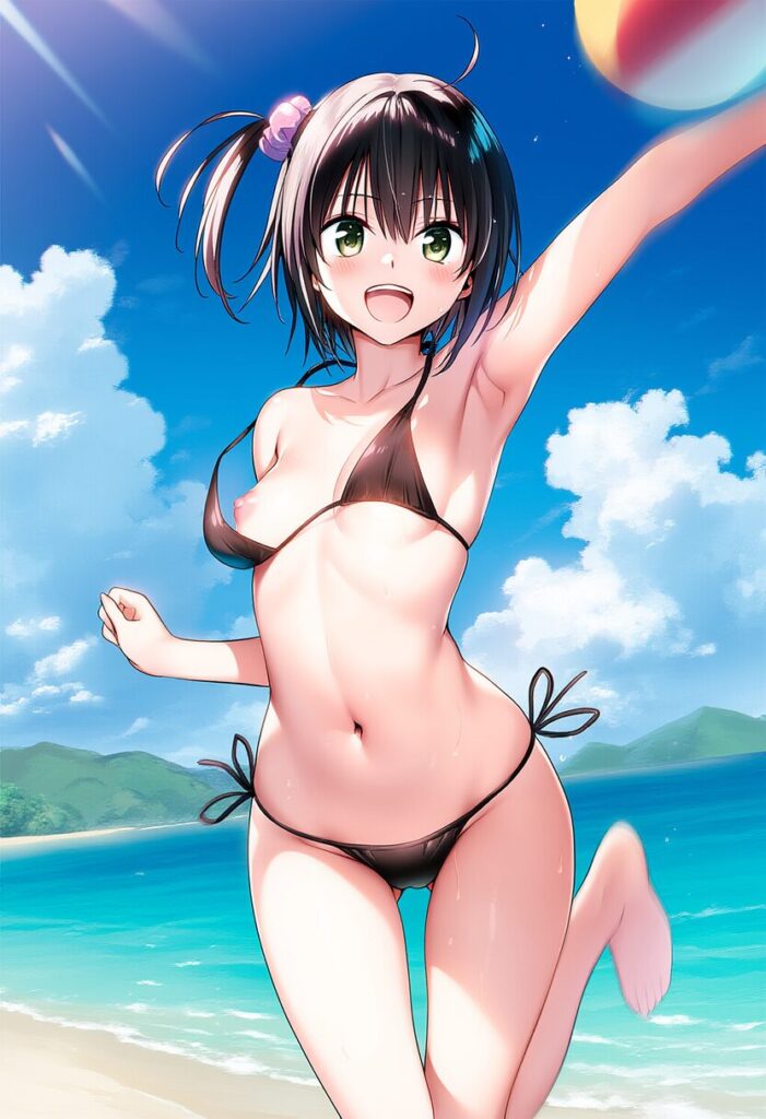 ポロリしちゃってる元気女子