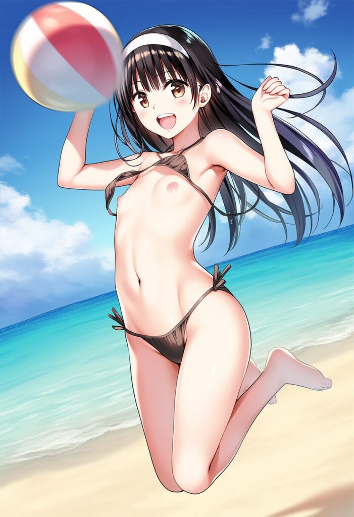 ポロリに気づかないヘアバンドが似合う女子