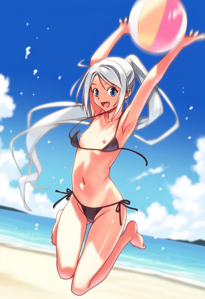 アナスタシアはビーチバレー中