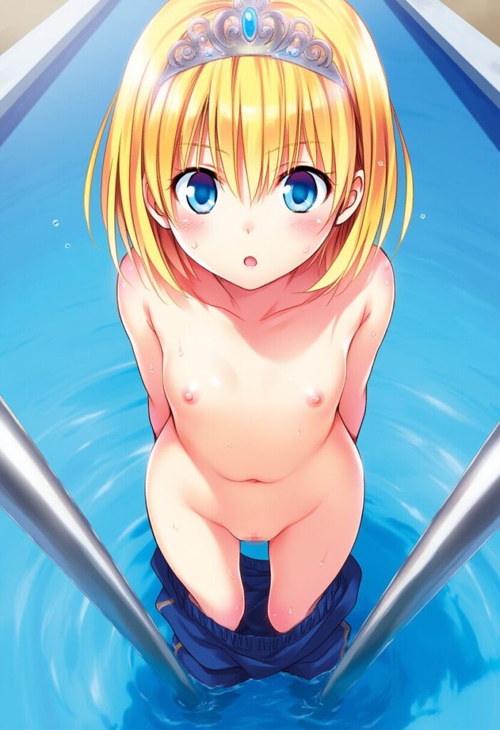 プールから出る可愛いプリンセス