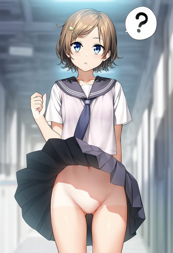 スカート捲れ上がる茶髪元気女子