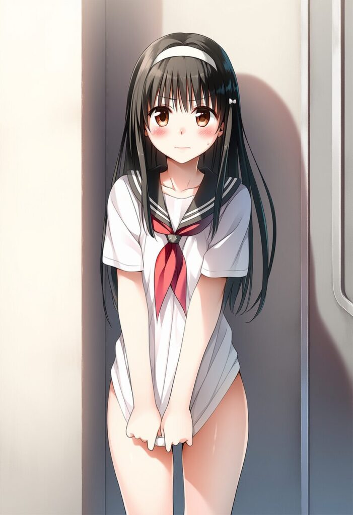 黒髪が綺麗な女子はやらかして廊下にボトムレスで立たされる