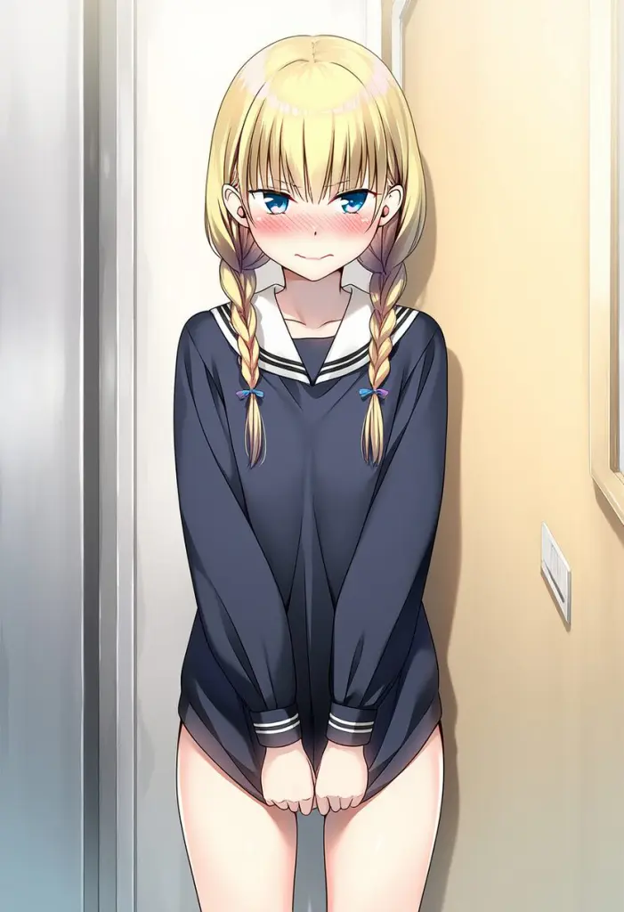 校則違反の罰を受けているロングヘアな可愛い女子