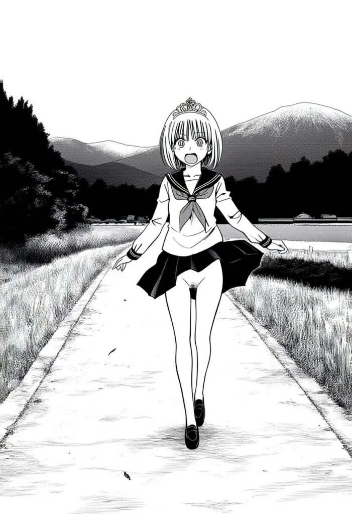 可愛いプリンセスのスカートが捲れ上がってるが、中身はノーパン