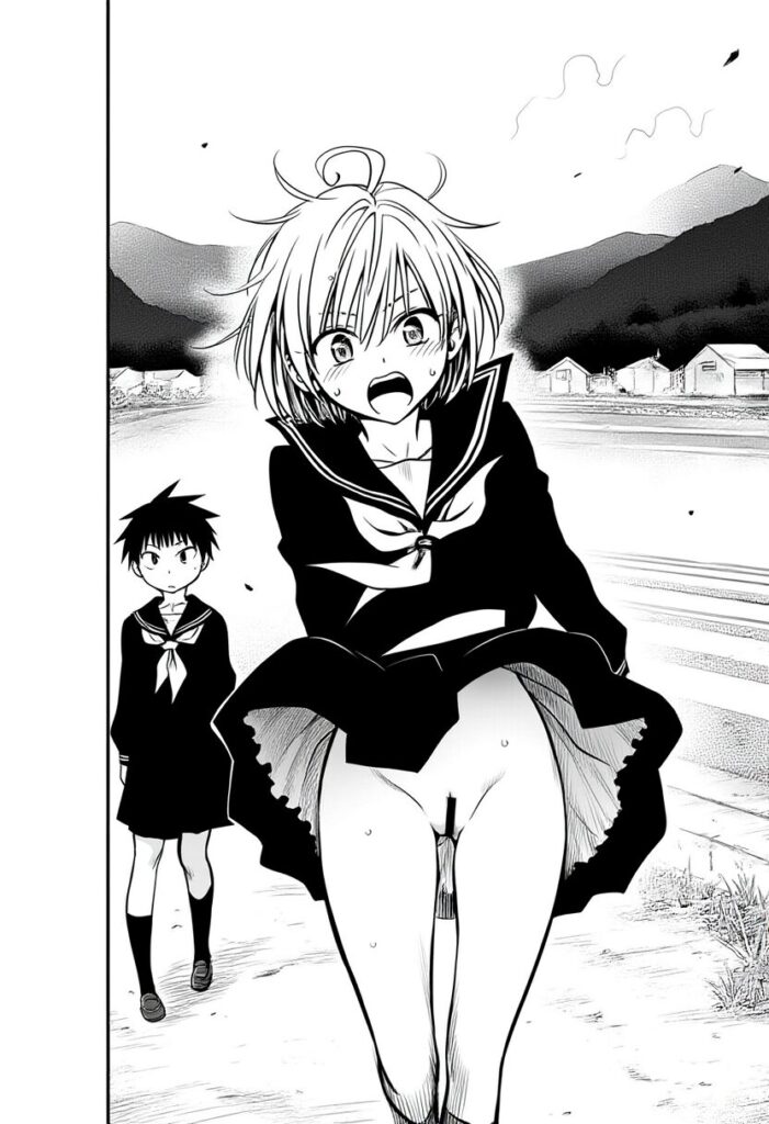 速水のスカートが捲れ上がってるが、中身はノーパン