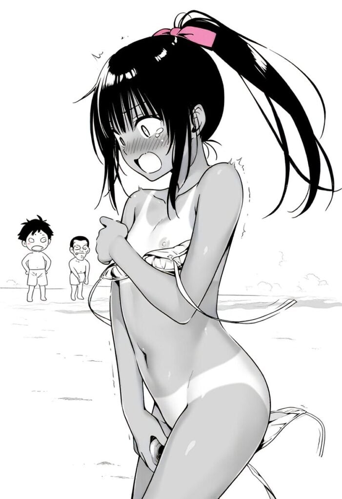 ポニテな彼女はビーチで裸になって恥ずかしい