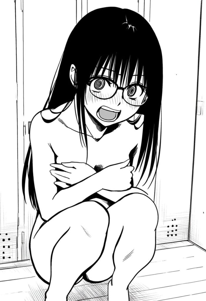 吉田ヒナミは恥ずかしくて座り込んでいる